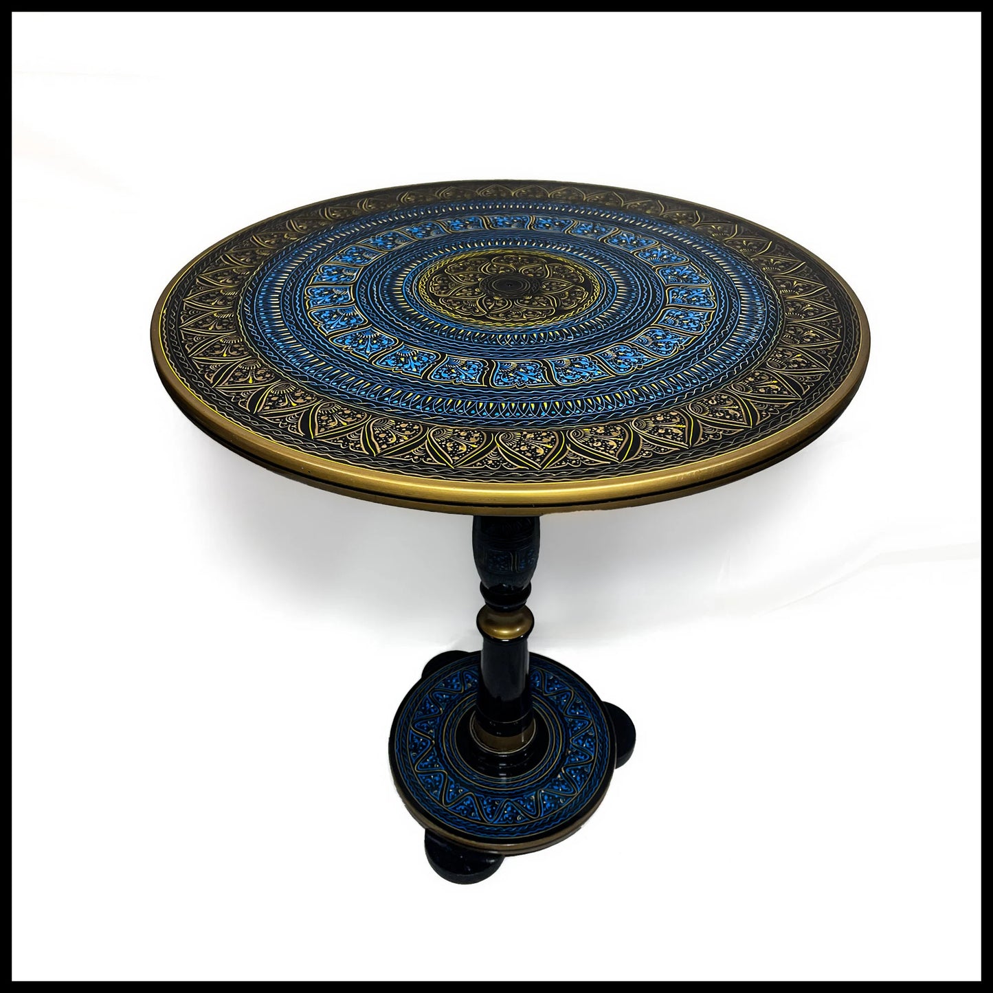 Royal blue Wooden handmade Naqshi Art Coffee table( 16*16),(18*18) inches