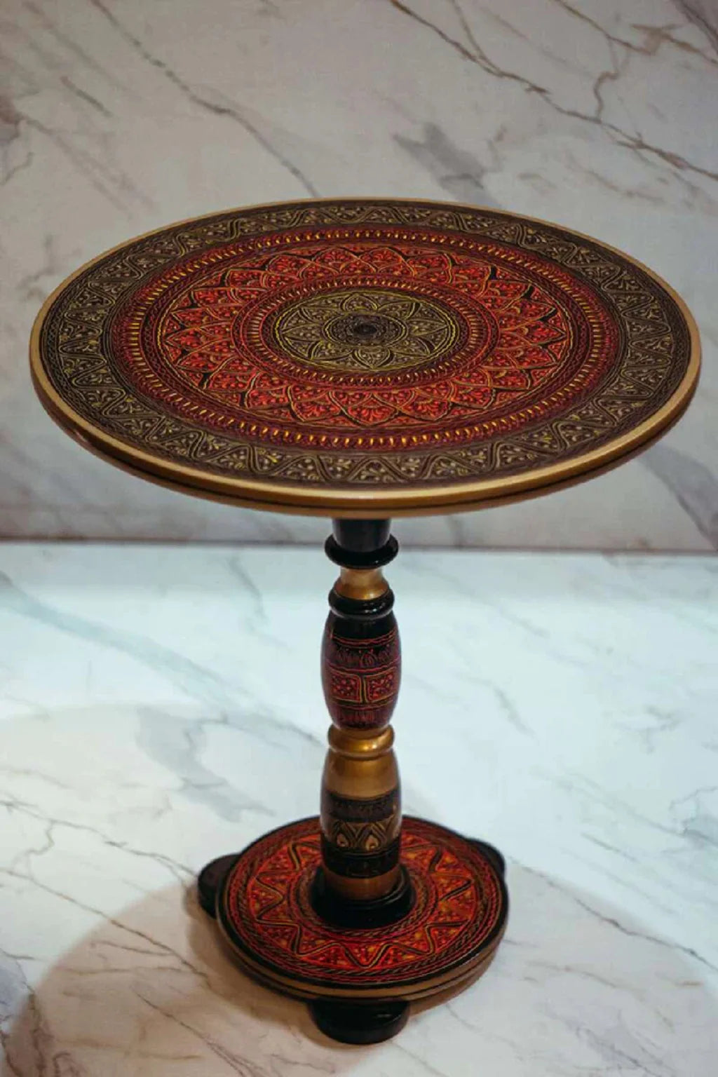 Lovely Red wooden handmade Naqshi Art Coffee table( 16*16),(18*18) Inches