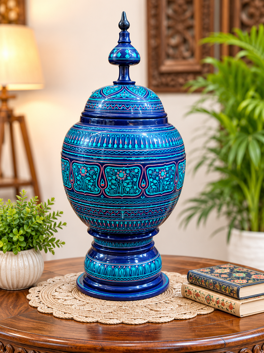 Premium Handmade Wooden Naqashi Art Jar β( 15" x 7") Inches Decorative Candy Jar
