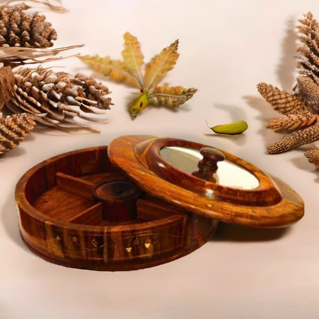 Exquisite Hand-Carved Wooden Dry Fruit Box