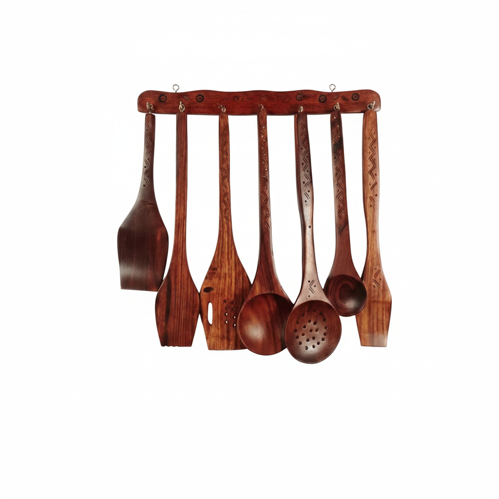 Kitchen Utensils Set, Wooden Cooking Utensil Set of 7