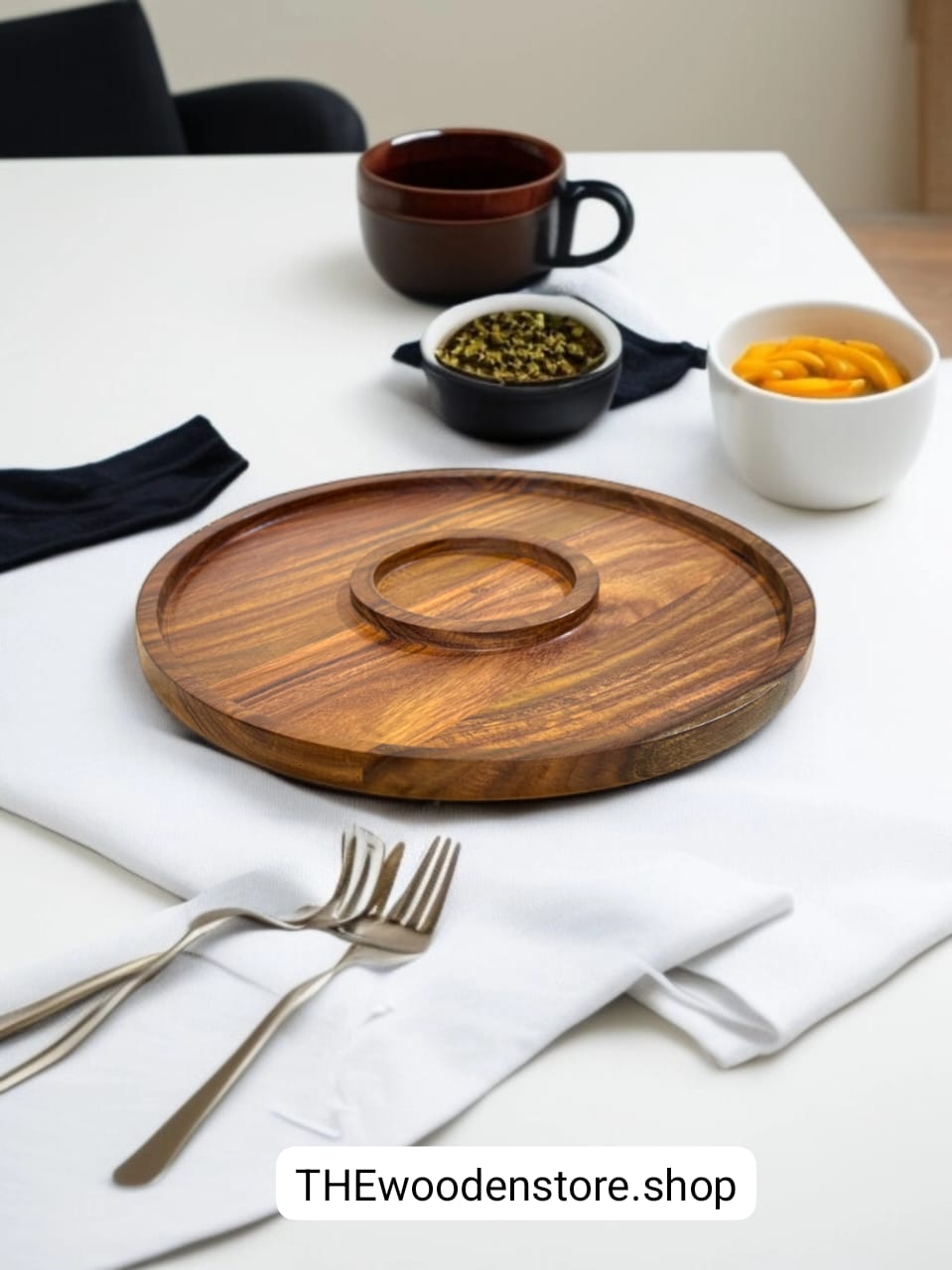 Alpen Home Savoy Wood Chips and Dip Platter