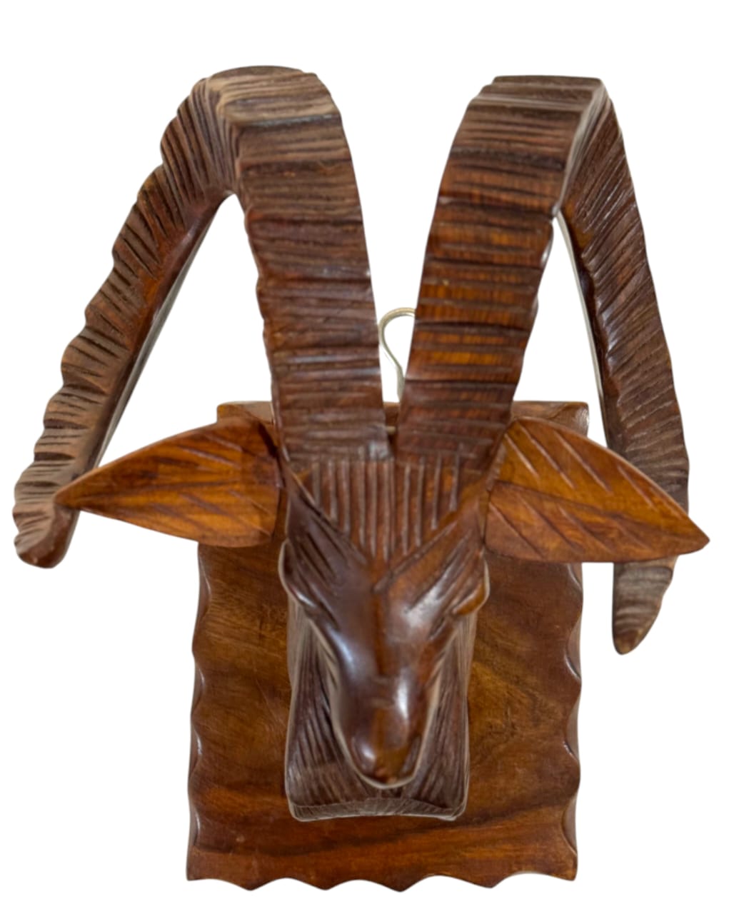 Handcarved Wooden Markhor Sculpture