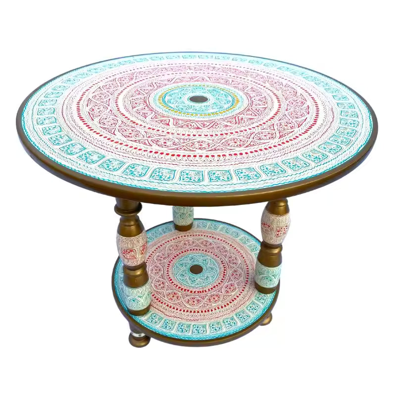 Radiant White & Emerald Naqshi Beauty: Exquisite 24*24 Handcrafted Coffee Table 24*24