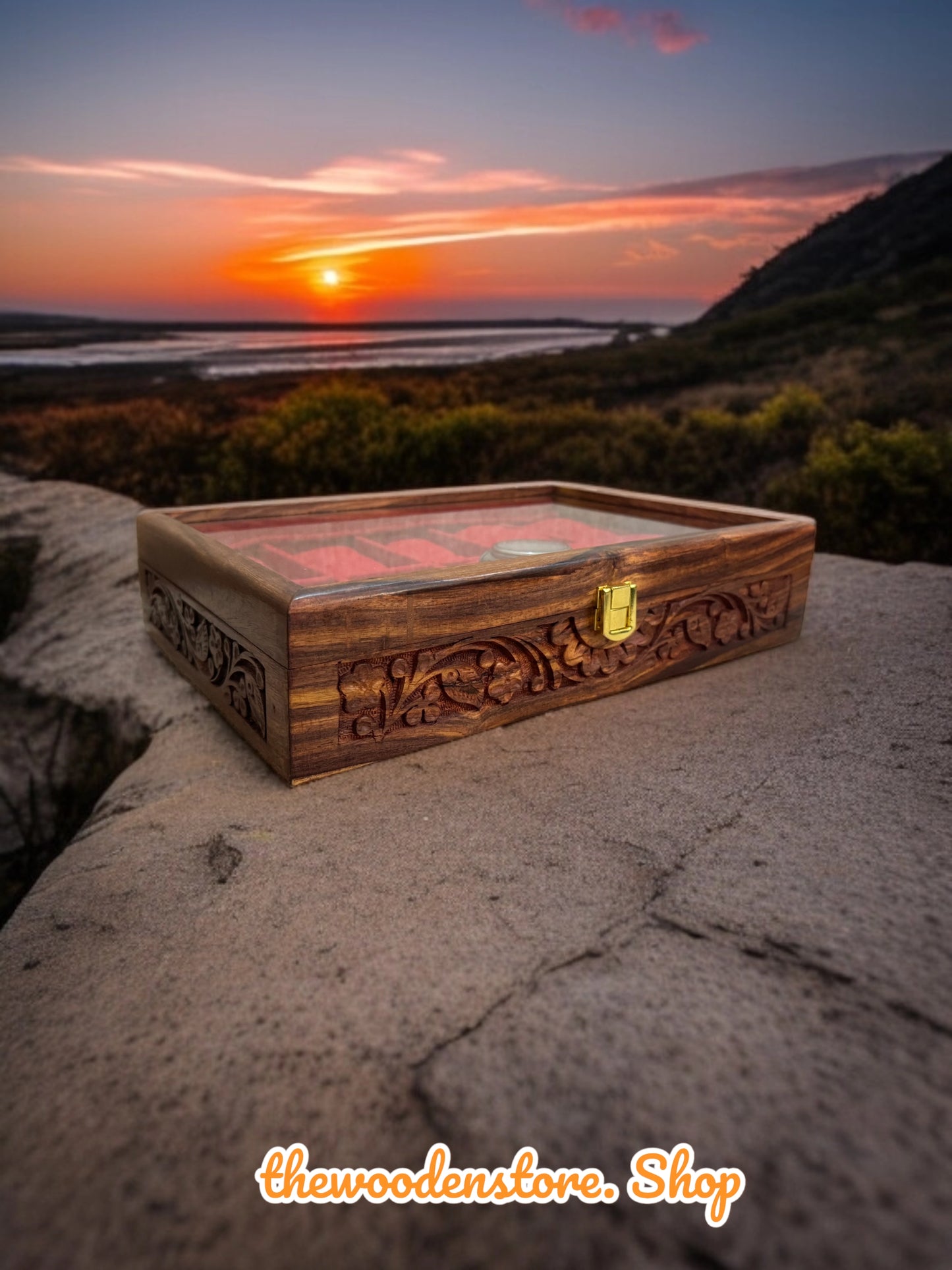 Wooden Watch Box With Carving Art For 10 Slots