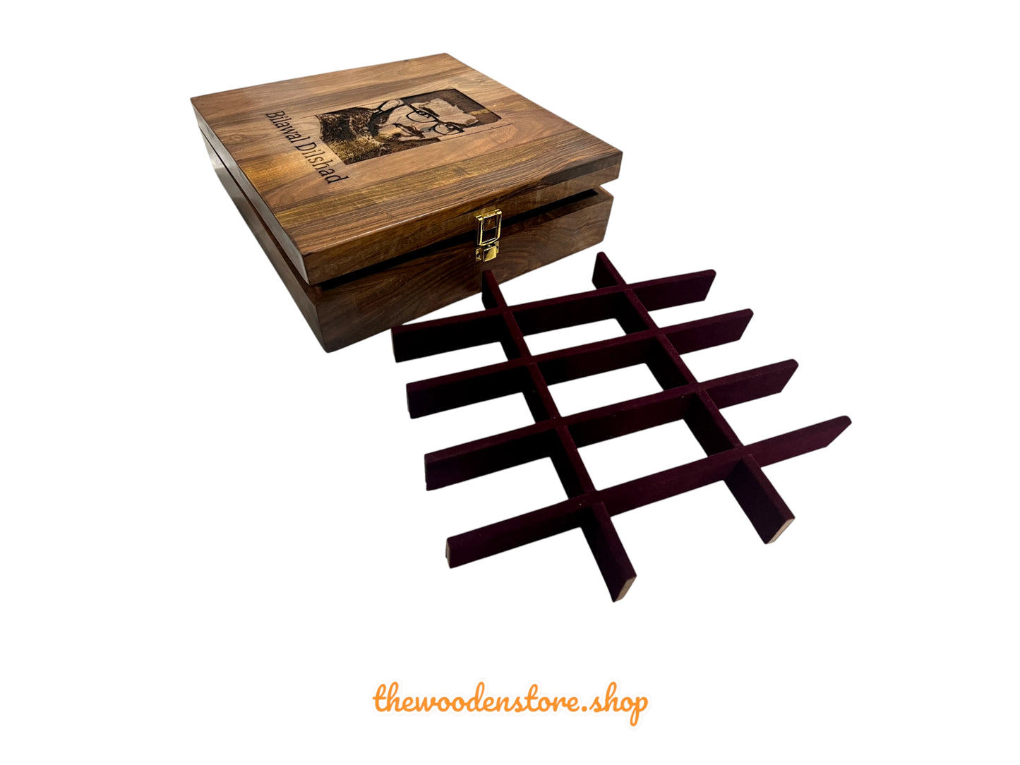 Wooden Watch box With Engraved Pic and Name For 15 Slots ( will contact you for pic and Name) 1000 Advance for picture