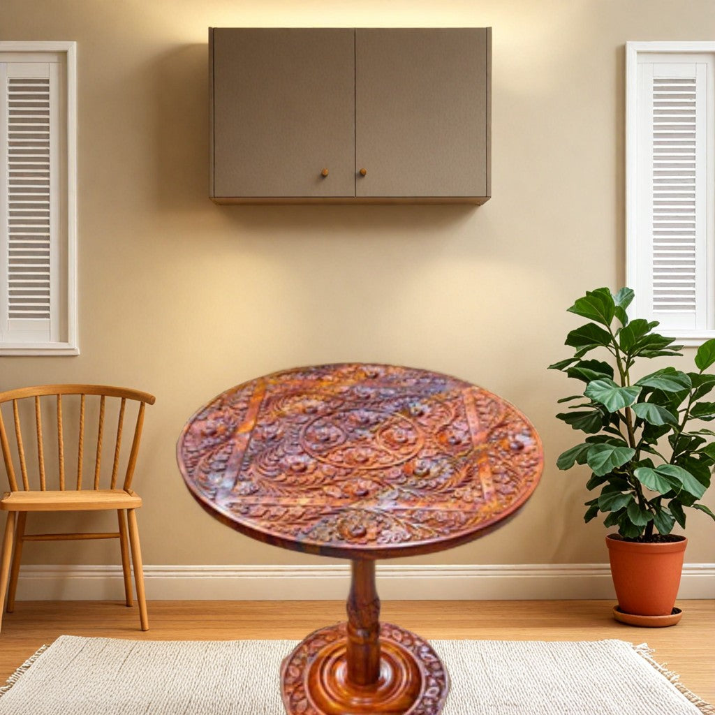 Wooden Coffee Table with Carving Art( 16*16) and (18*18) inches