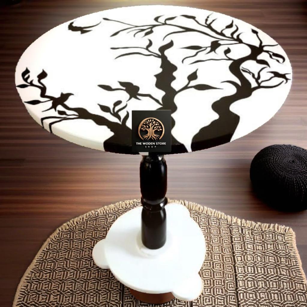 Wooden Coffee Table With Painting Art (18,18) Inches