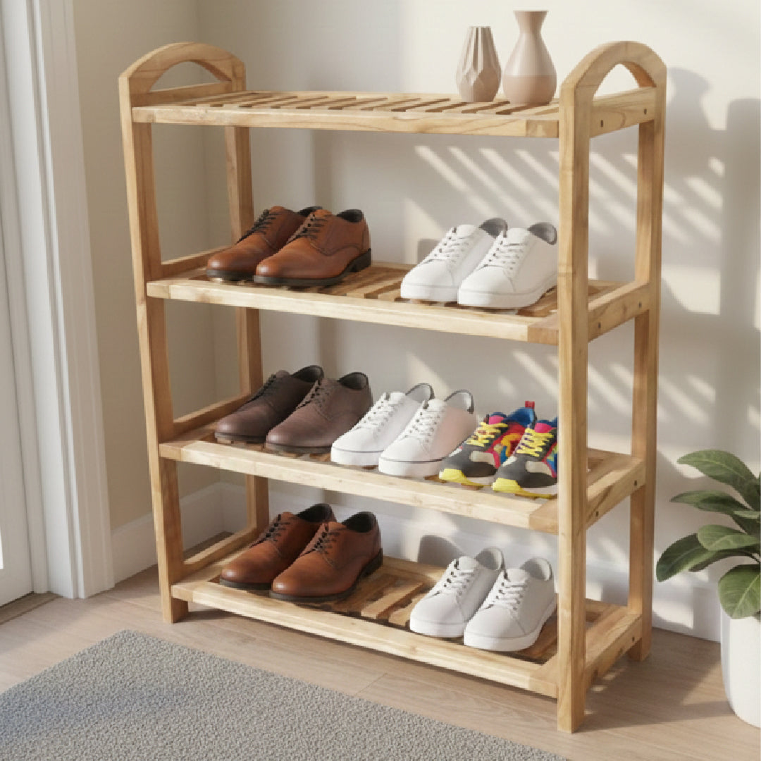 Premium Beech Wood 4-Tier Multi-Purpose Use .Height: 32 Inches Length: 25 Inches Width: 12 Inches Shelves: 4 Tiers