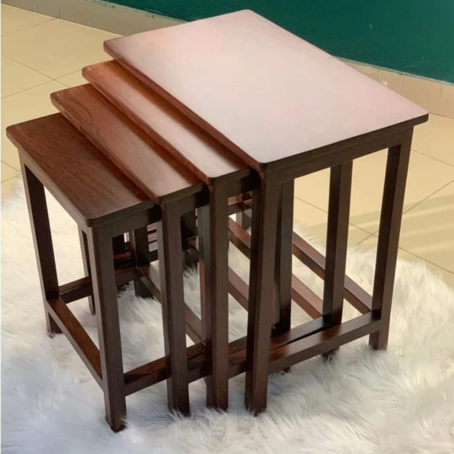 Beautiful Heart touching Wooden Nesting Tables Set of 4 (Coffee table Serving table )