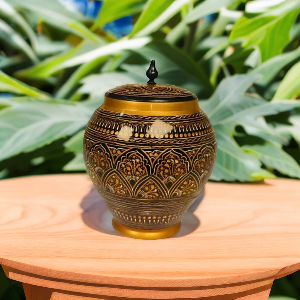 Black & Golden Naqshi Art Candy Jar( 6 belly size, Height 10) Inches Inches)