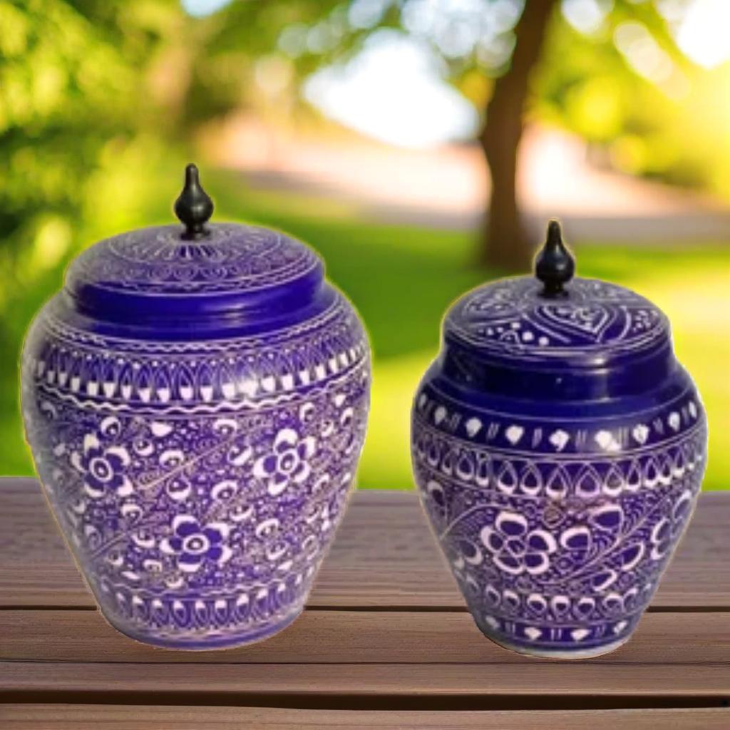Luxe Lacquer Art-Candy Jar Set Of 2(6*7) Inches