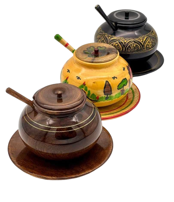 Wooden hand made sugar pot 1 piece