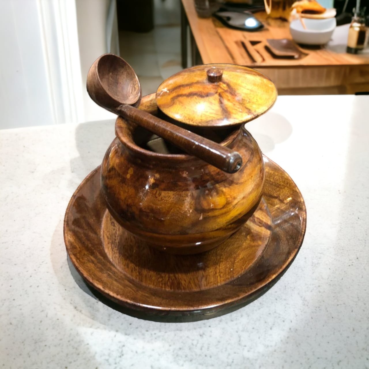 Wooden Sugar Pot Pure Sheeesham