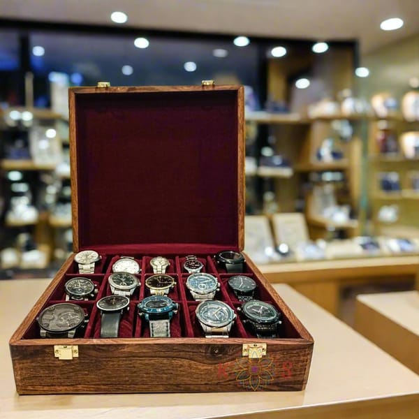 Wooden Watch Box ( 15 Portion ) With solid Cover Handmade product