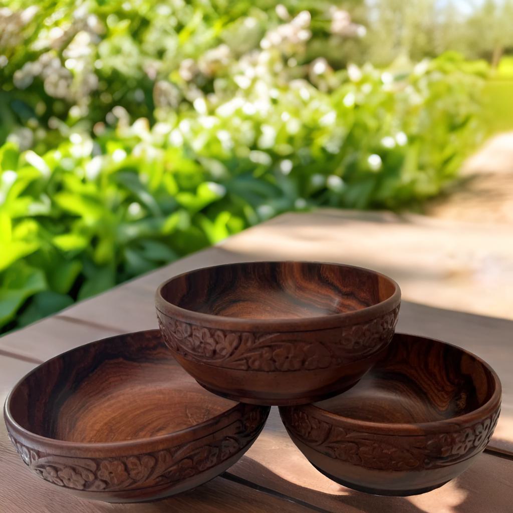 Wooden Bowls Set 3 Pieces(6,7,9) Inches