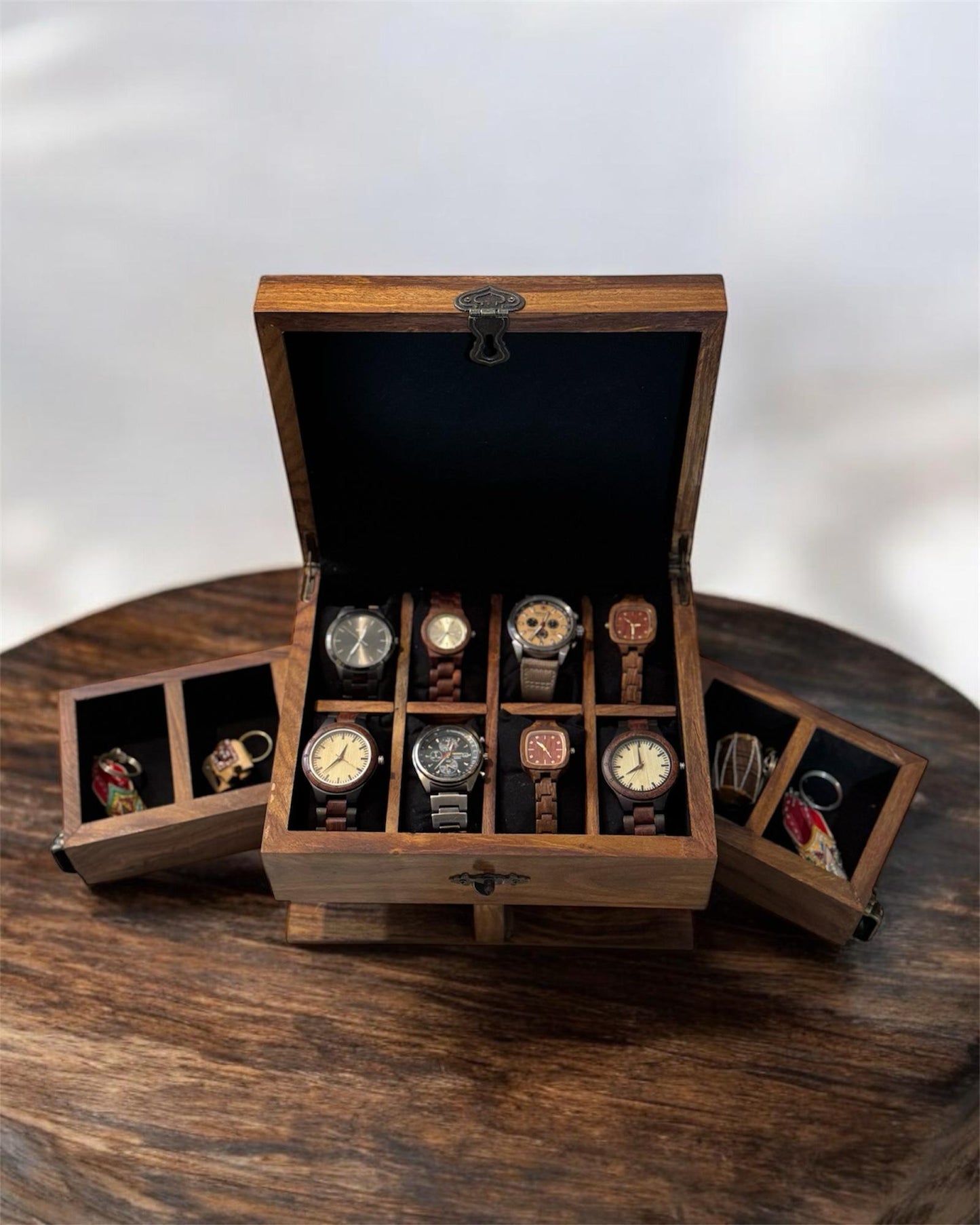 Luxury Wooden Watch Box Side Drawer ( 8slot+2 draz)
