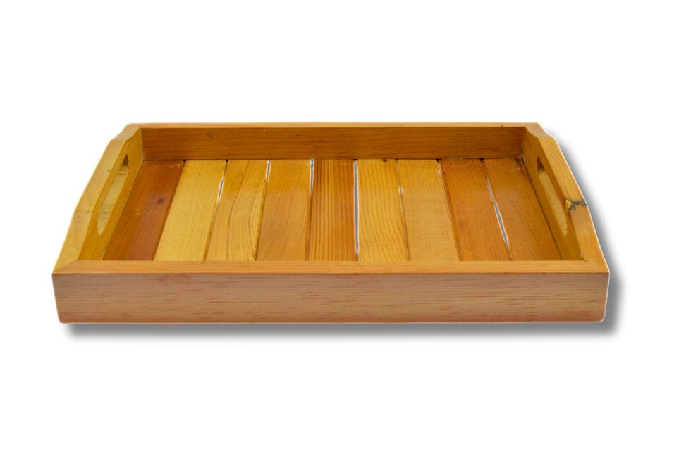 Beautiful Wooden handmade Mulberry Wooden Tray Set (Light Brown)