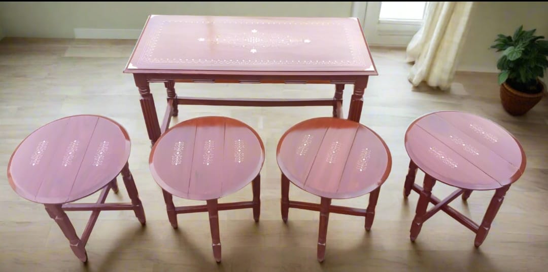 Chinyoti Solid Sheesham Wood 🪵 Nesting Tables Home Decor Set of 5 Tables ( 1 Main+4 Small )