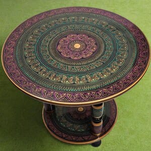 Heart Tuching Black And Golden Wooden handmade Naqshi Art Coffee table (16*16),(18*18) 24*24