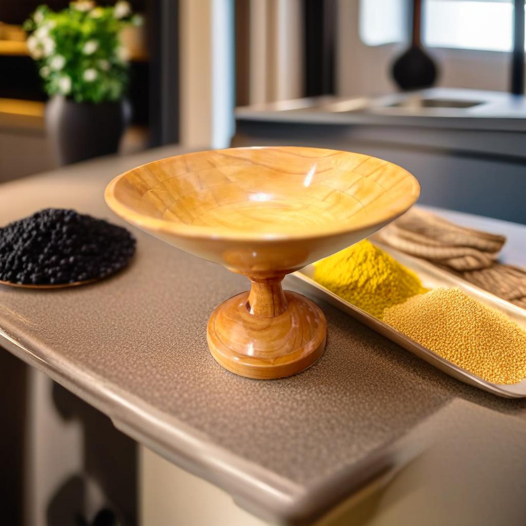 Wooden Bowl With Stand( 12 Inches width round,10 inches height)