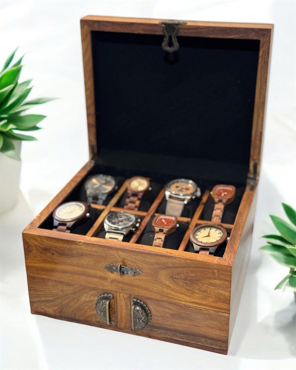 Luxury Wooden Watch Box Side Drawer ( 8slot+2 draz)