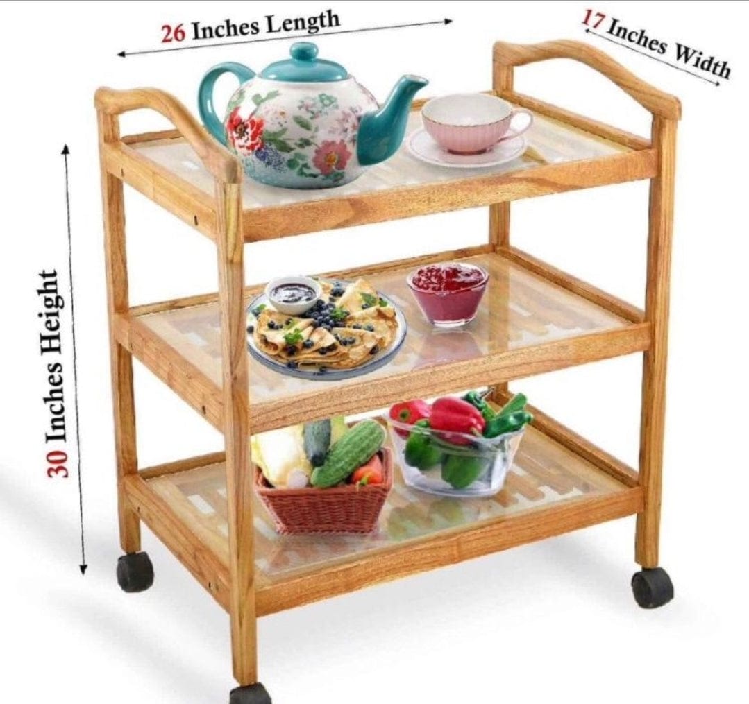 Tea Trolly 3 Shelfs ( Without Glass)
