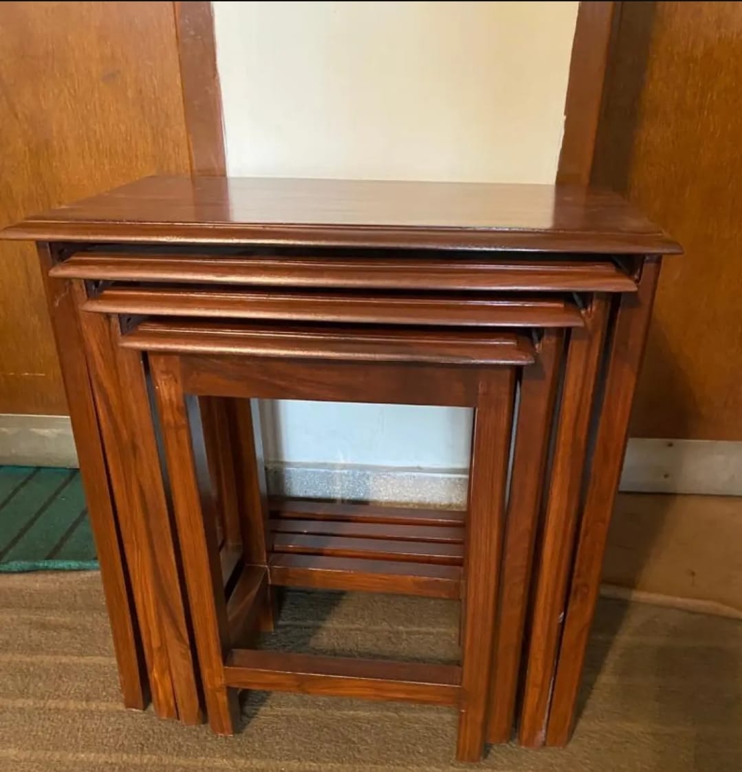Heart Touching Wooden Nesting Tables Set Of 4 Table Top Pure Sheesham Wood