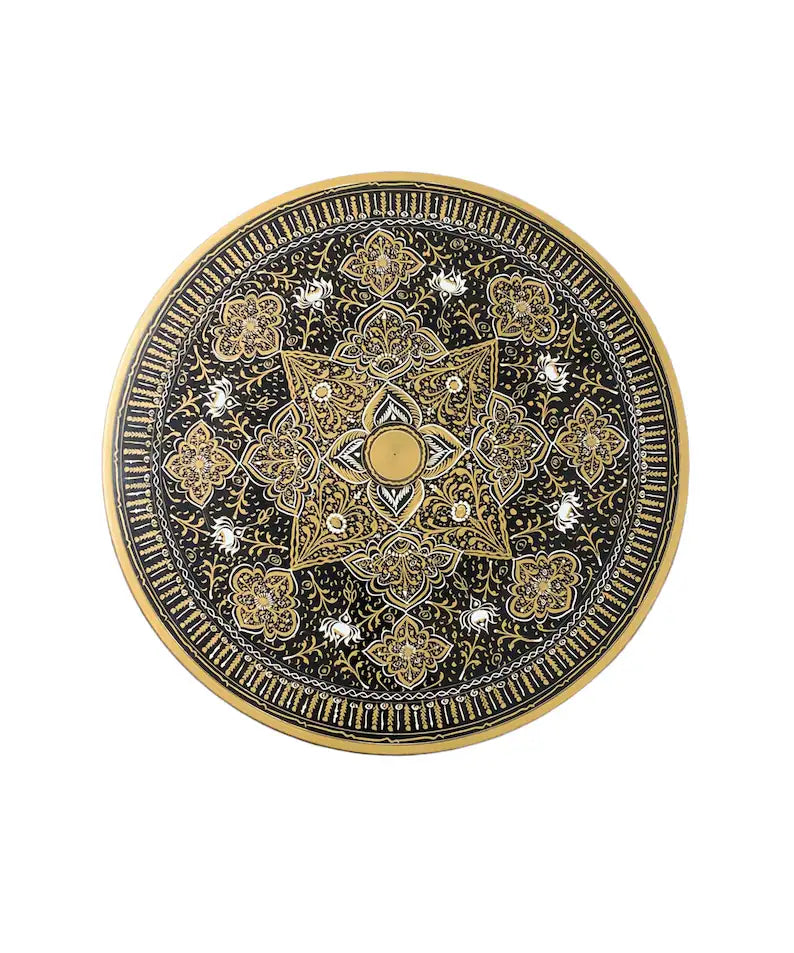 Wooden handmade Naqshi Art coffee Table Black and Classic Gold ,(18*18) Inches
