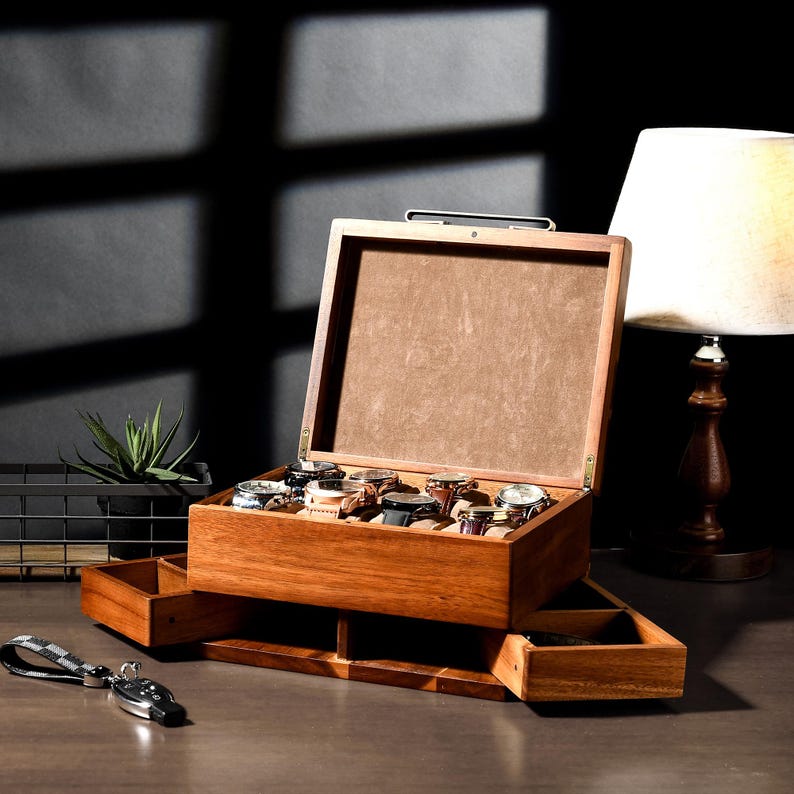 Luxury Wooden Watch Box Side Drawer ( 8slot+2 draz)