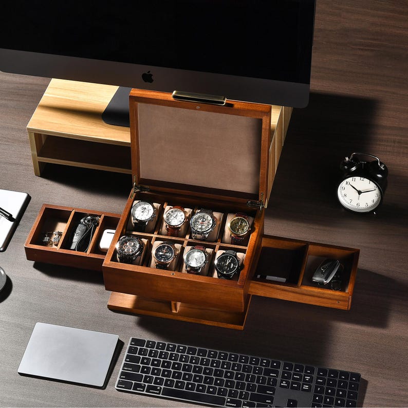 Luxury Wooden Watch Box Side Drawer ( 8slot+2 draz)