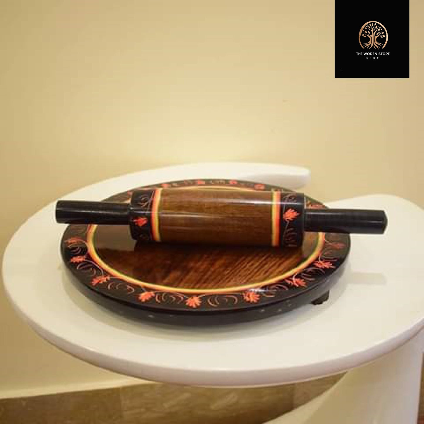 Wooden Roti Maker with Art work