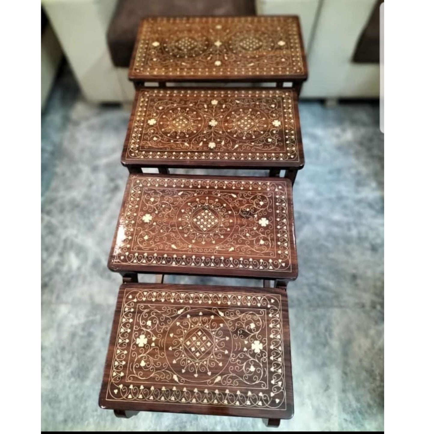 Chinyoti Solid Sheesham Wood Table Set of 4(Coffee table Serving table , Furniture Wooden