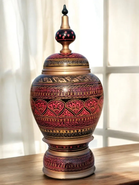 Premium Handmade Wooden Naqashi Art Jar –( 15" x 7") Inches Decorative Candy Jar