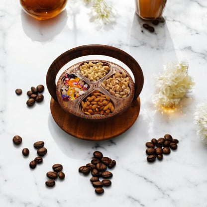 Wooden Dryfruit Basket with handwork