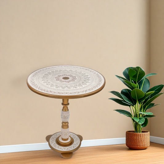 Attrectiv Golen and White Wooden handmade Naqshi Art coffe table 16*16