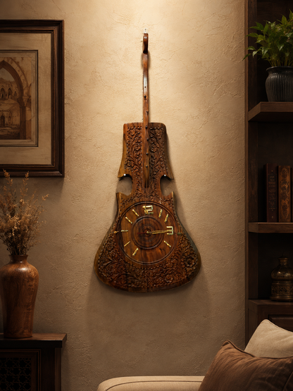 Premium Violin Shape Wall Clock – Handmade Wooden Decoration