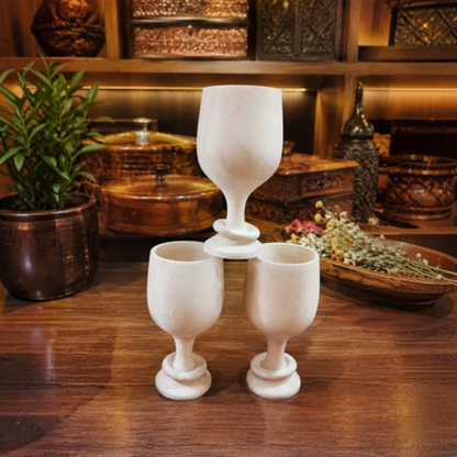Luxury Handcrafted Wooden Wine Glass – Premium Solid Wood (Set of 3)