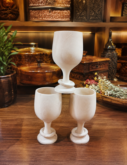 Luxury Handcrafted Wooden Wine Glass – Premium Solid Wood (Set of 3)