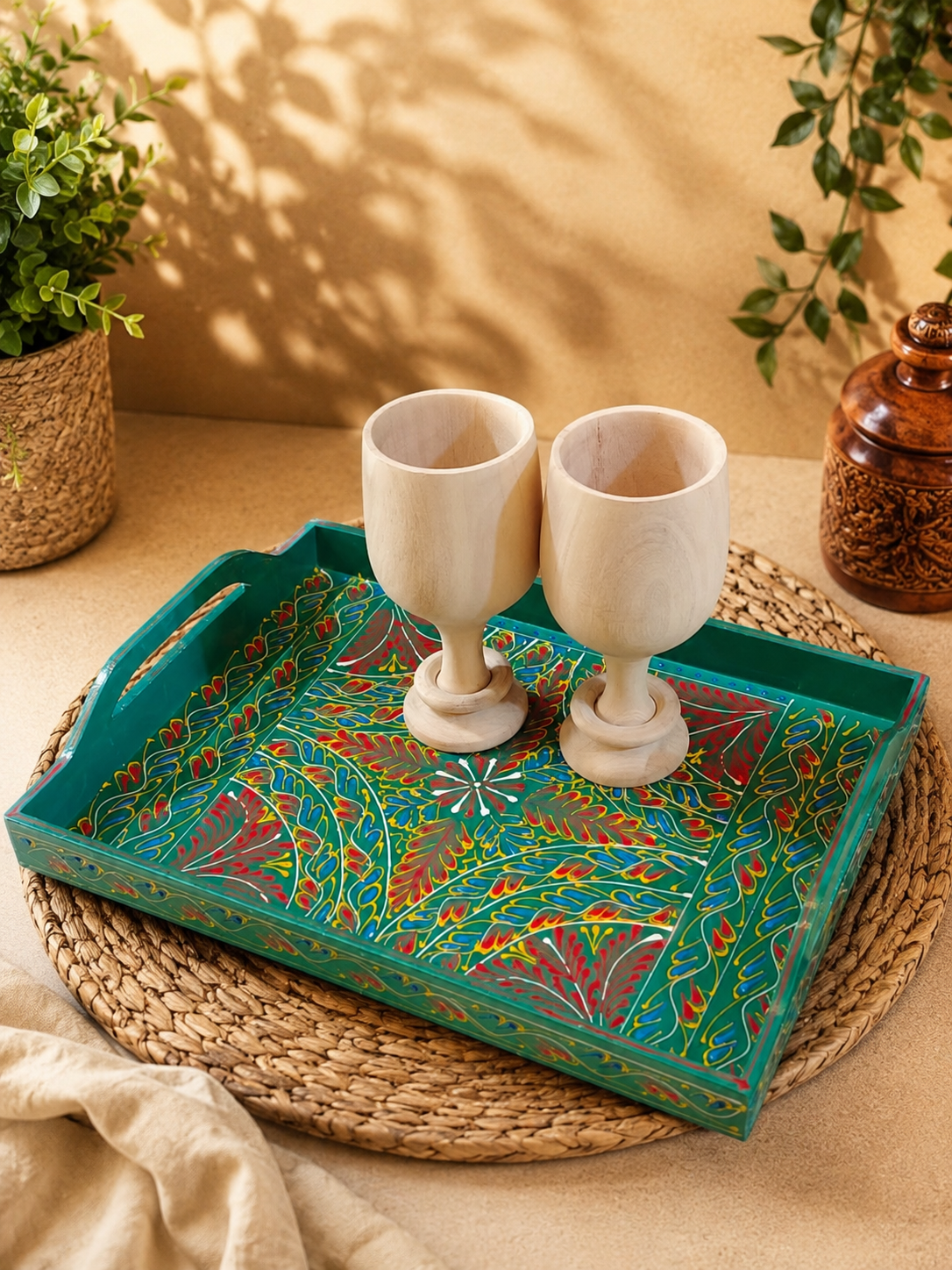 Handmade Wooden Truck Art Tray 16×10" – Colorful Traditional Pakistani Art Serving Tray