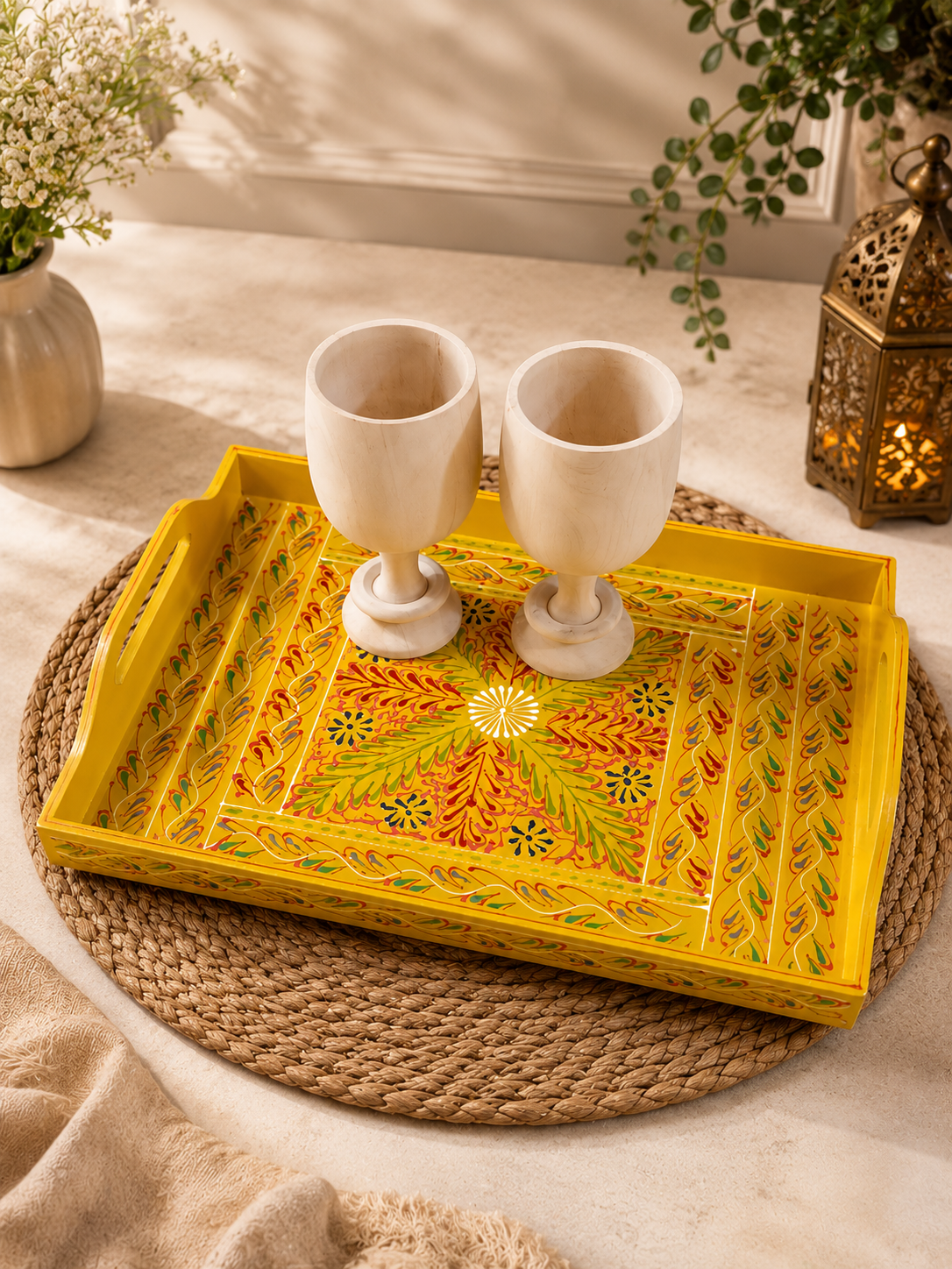 Handmade Wooden Truck Art Tray 16×10" – Colorful Traditional Pakistani Art Serving Tray