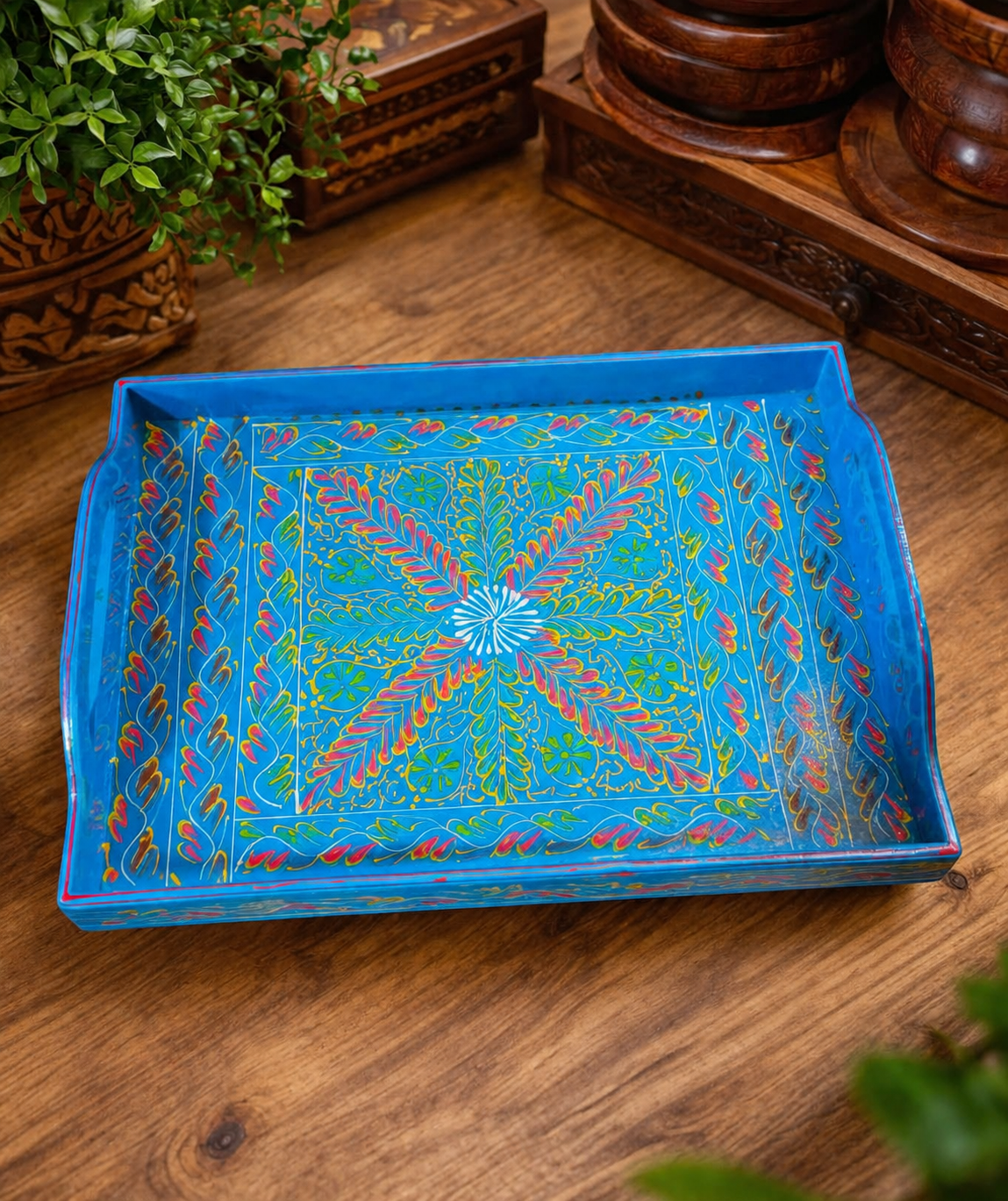 Handmade Wooden Truck Art Tray 16×10" – Colorful Traditional Pakistani Art Serving Tray