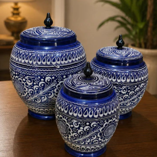 Handcrafted Wooden Naqshi Art Candy Jar Set of 3