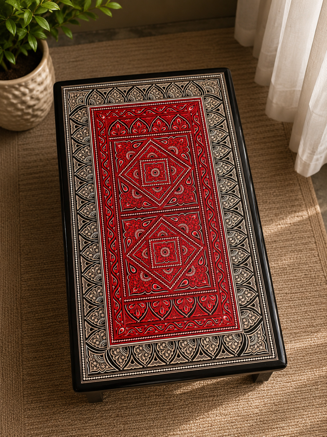 ❤️ Lovely Red Wooden Handmade Naqshi Art – Beautifully Presented for the First Time