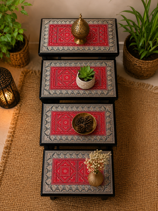 ❤️ Lovely Red Wooden Handmade Naqshi Art – Beautifully Presented for the First Time