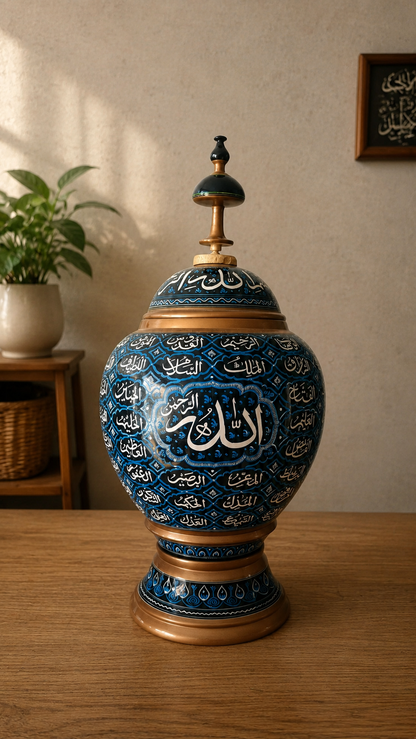 Royal Antique Hand-Carved Islamic Naqshi Wooden Candy Jar 18"