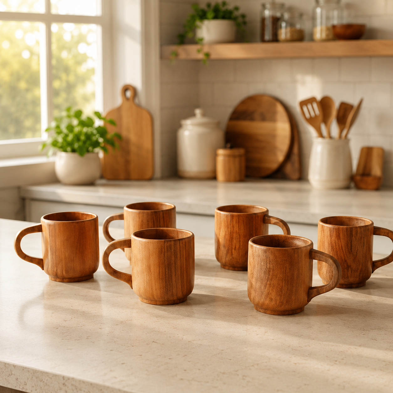 Wooden Cups Set of 6 ( 4 Inches)