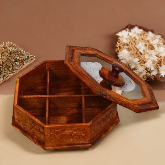 Exquisite Hand-Carved Wooden Dry Fruit Box