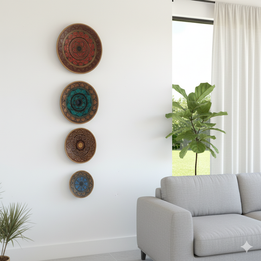 Wooden Wall Hanging Plates Set Of 4
