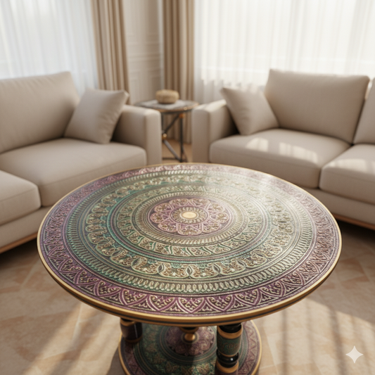 Heart Tuching Black And Golden Wooden handmade Naqshi Art Coffee table (16*16),(18*18)  24*24
